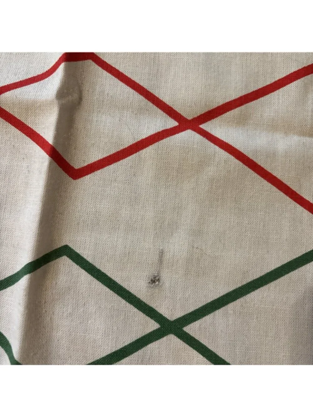 Vintage Large Christmas Tablecloth Red Green & Gold Border Size 81 X 60